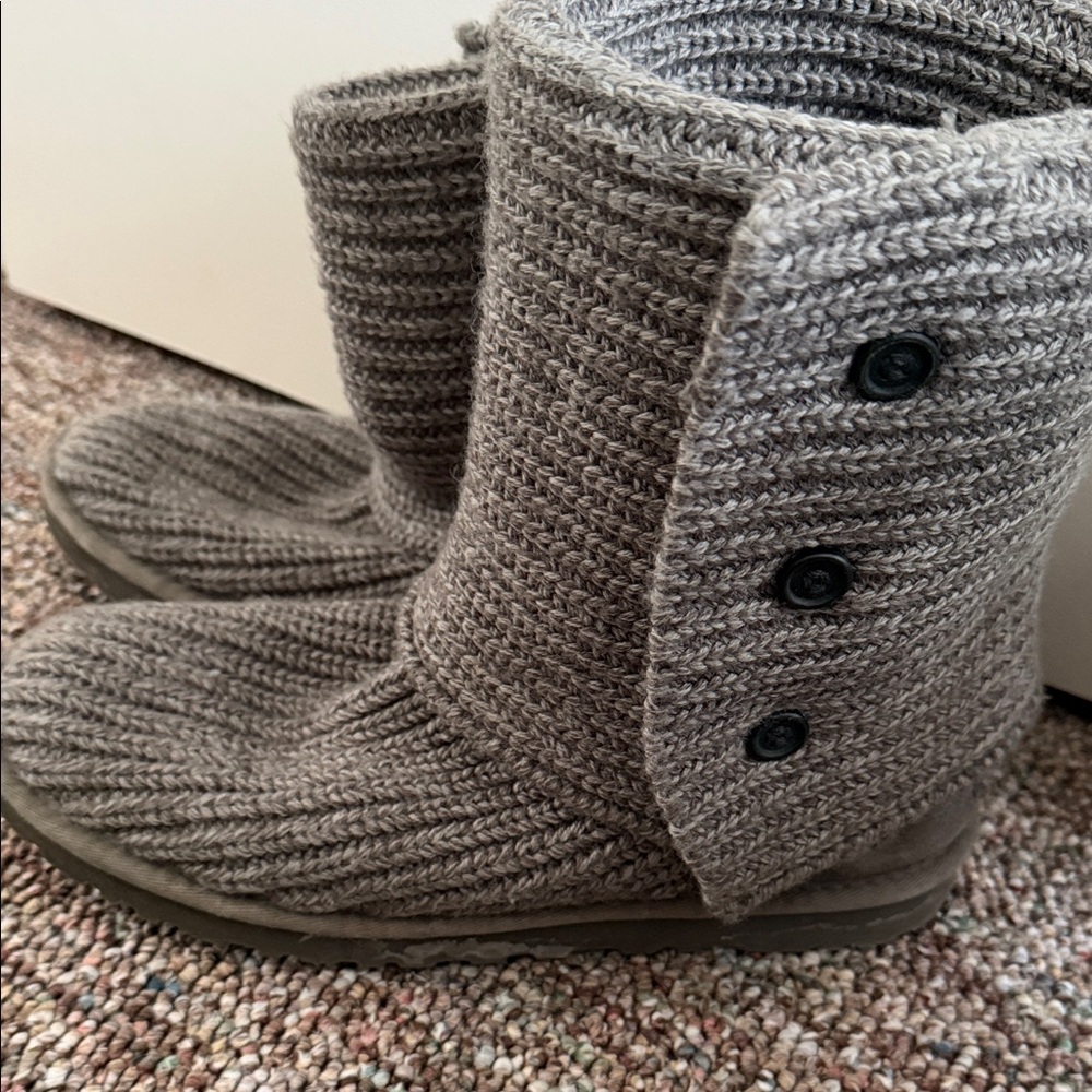 UGG Brown Knit Boots with Button Accents